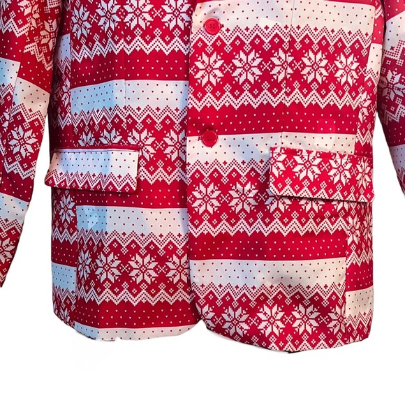 Life of the Party Ugly Christmas Blazer Jacket Red White Size Medium - Picture 4 of 6